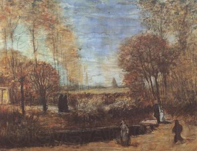 Vincent Van Gogh The Parsonage Garden at Nuenen with Pond and Figures (nn04) Norge oil painting art